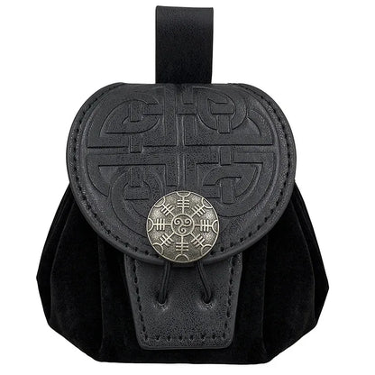 Steampunk Medieval Punk Style Fanny Packs for Men Pu Leather Coin Purse Hangable Belt Waist Bag Drawstring Hip Belt Bag Cosplay