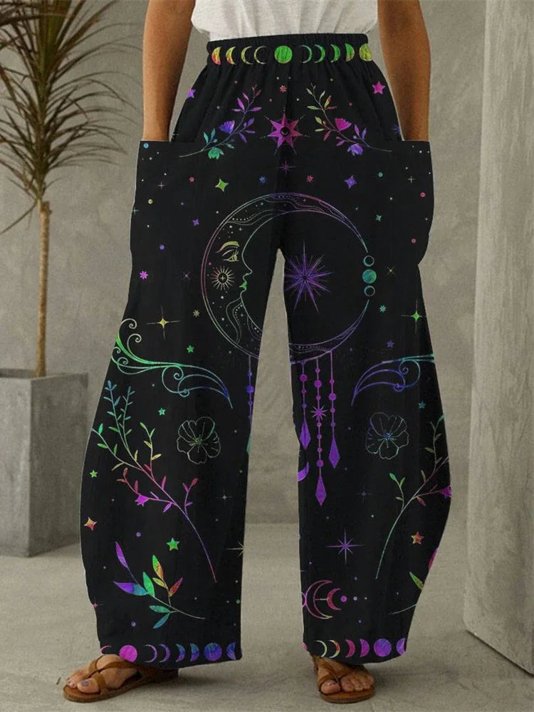 Galaxy Moon Stars Full Length Wide Leg Pants