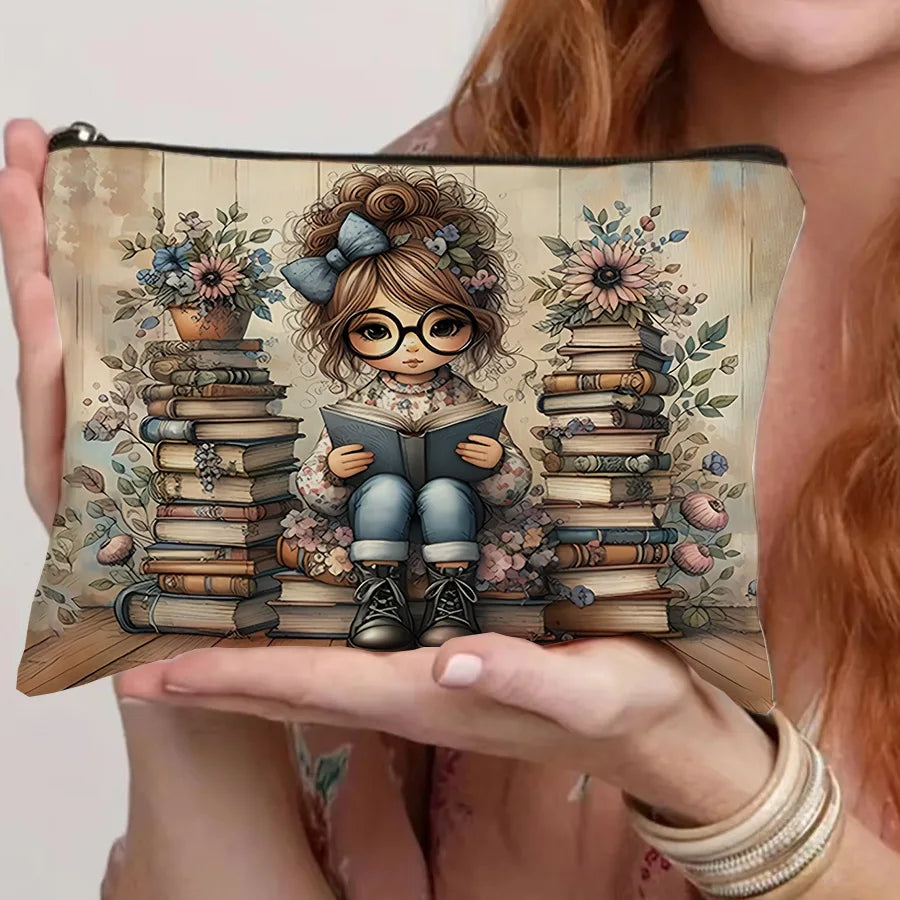 Whimsical Book Lover Design Cosmetic Bag