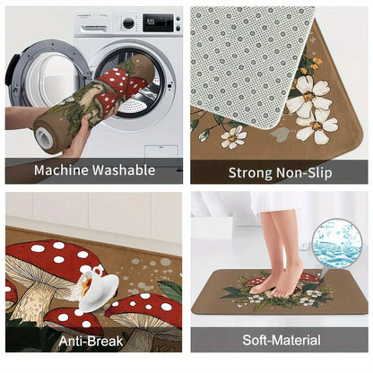 Mushroom Carpet Brown Dirt-Resistant Floor Mat