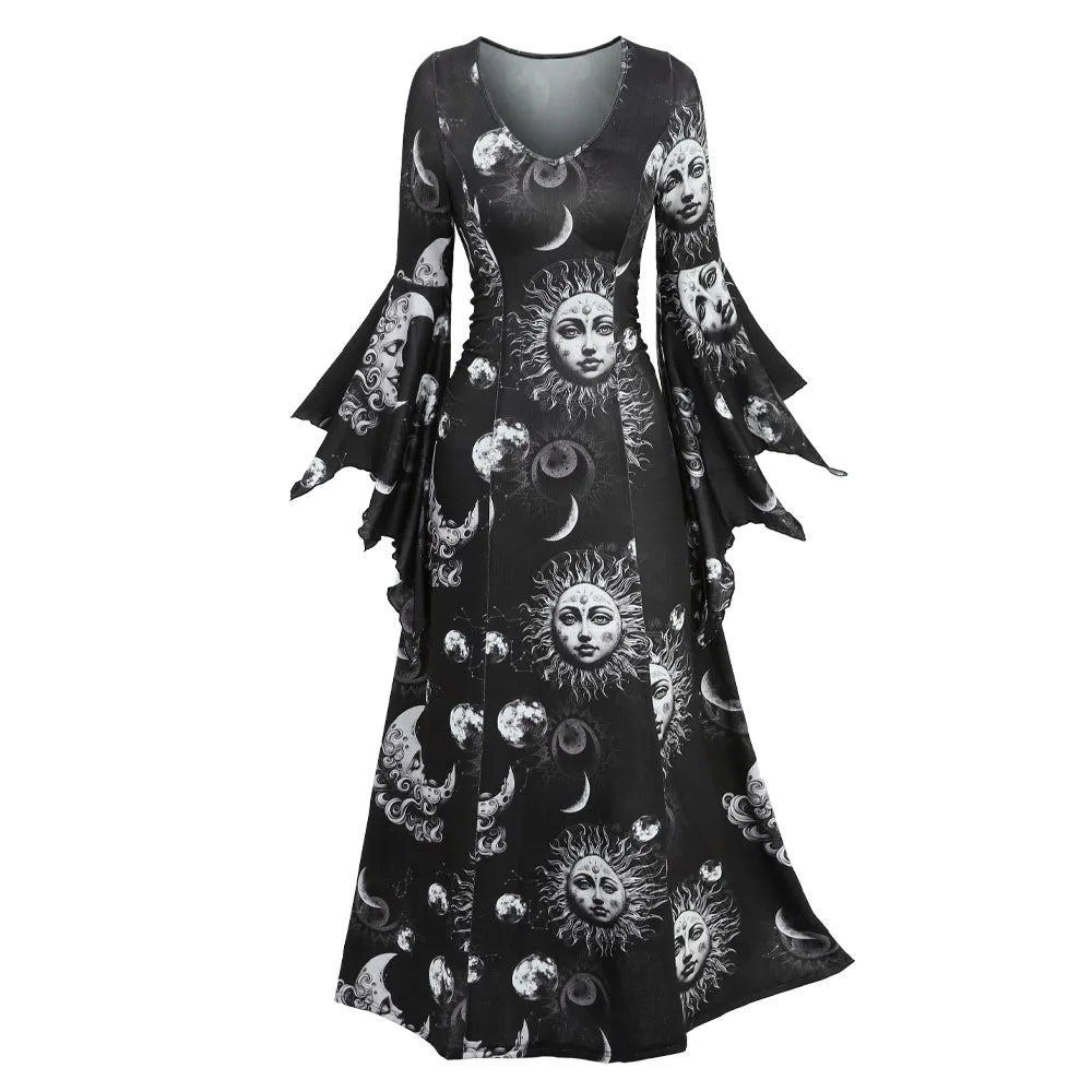 Sun Moon Face Print Dress
