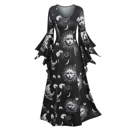 Sun Moon Face Print Dress