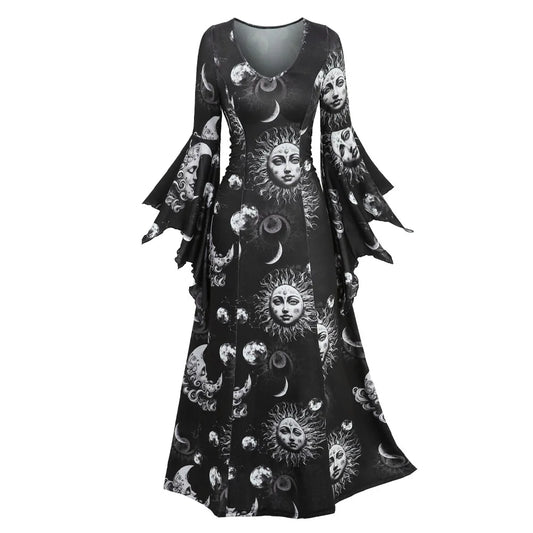 Sun Moon Face Print Dress