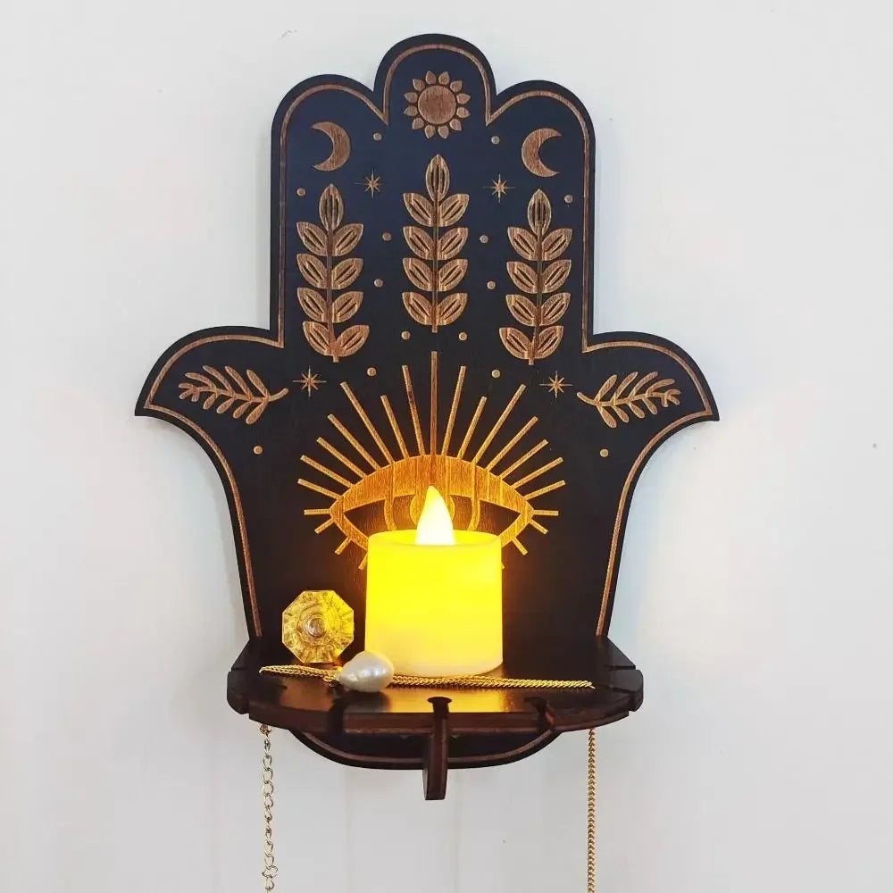 Wooden Display Stand Hanging Candle Holder