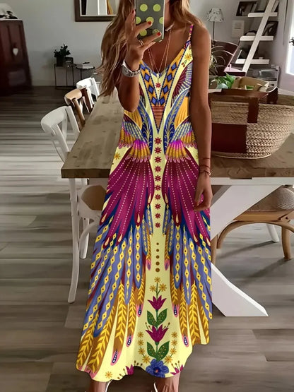 Bohemian-style Sexy Halter Ankle-length Dress