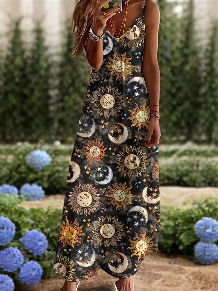 Bohemian-style Sexy Halter Ankle-length Dress