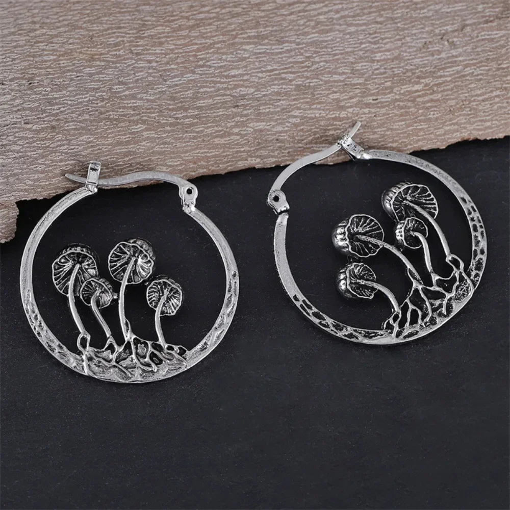 Hollow Mushrooms Hoop Earrings