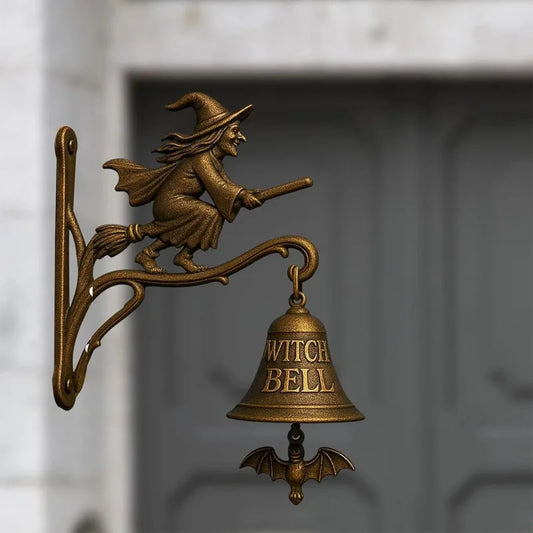 Halloween Retro Witch Doorbell Metal Wrought Iron Gothic Witch Decorative Doorbell Outdoor Garden Front Door Hanging Decorations