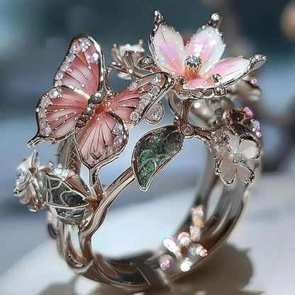 Aesthetic Flower Butterfly Rings