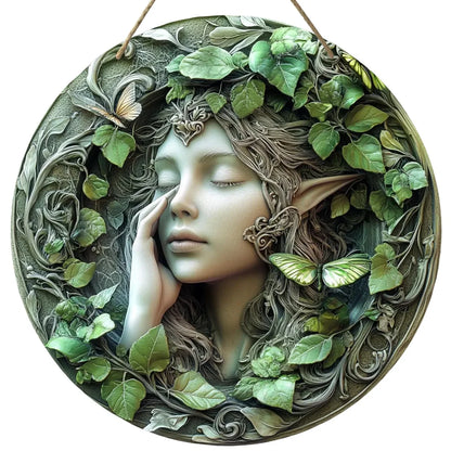 Tree Elf Circular Wooden Sign