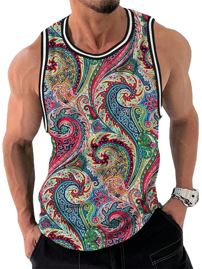 Retro Ethnic Graphic Men's Tank Tops