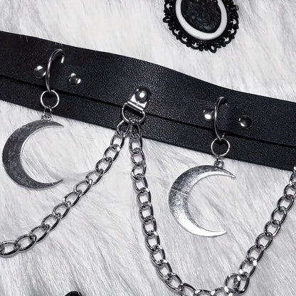 Moon Pendant Chain Fringe Belt
