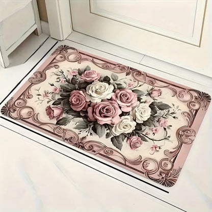 Pink Rose  Non-slip  Kitchen Mat