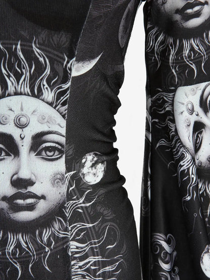 Sun Moon Face Print Dress