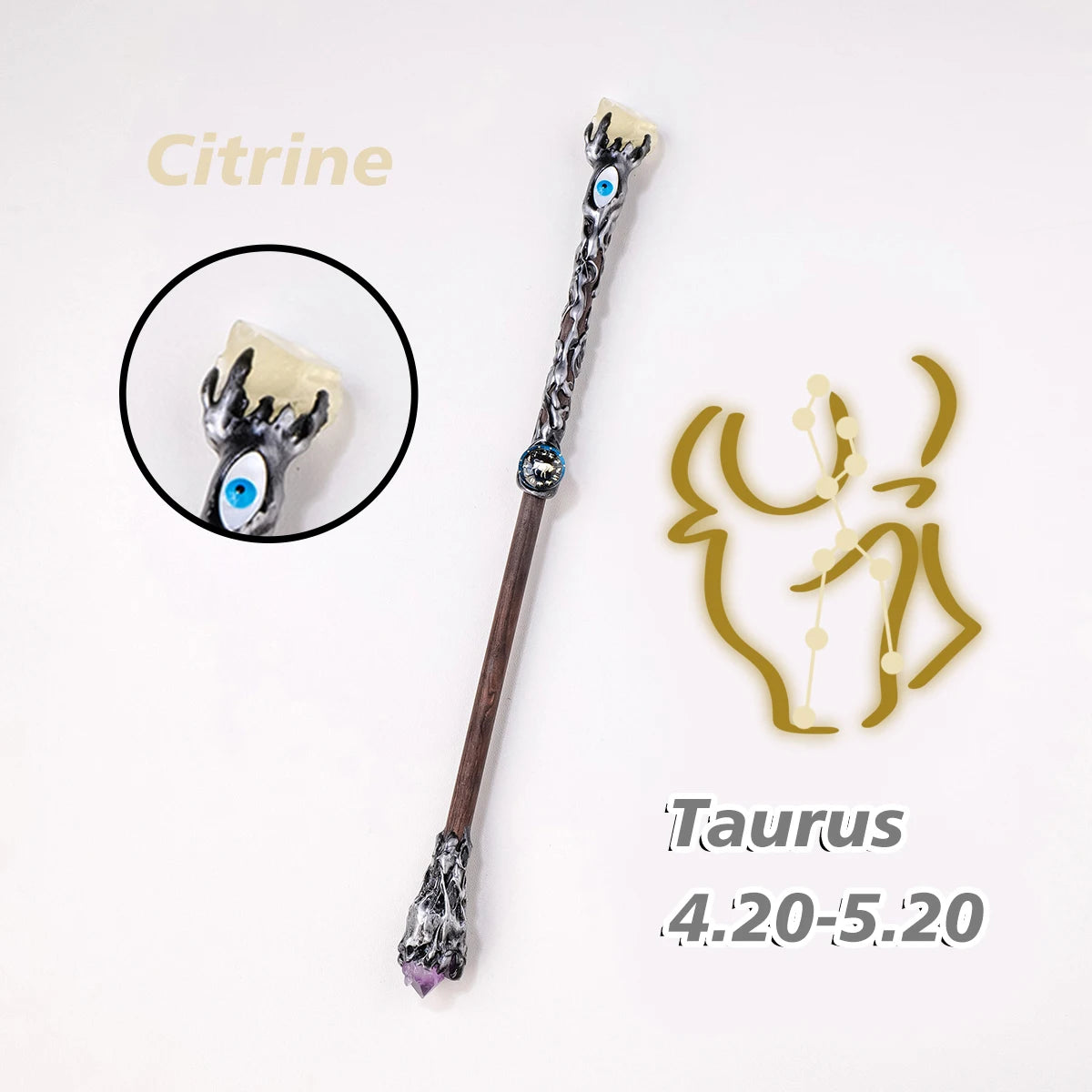 Natural Crystal 12 Constellations Devil's Eye Energy Wand