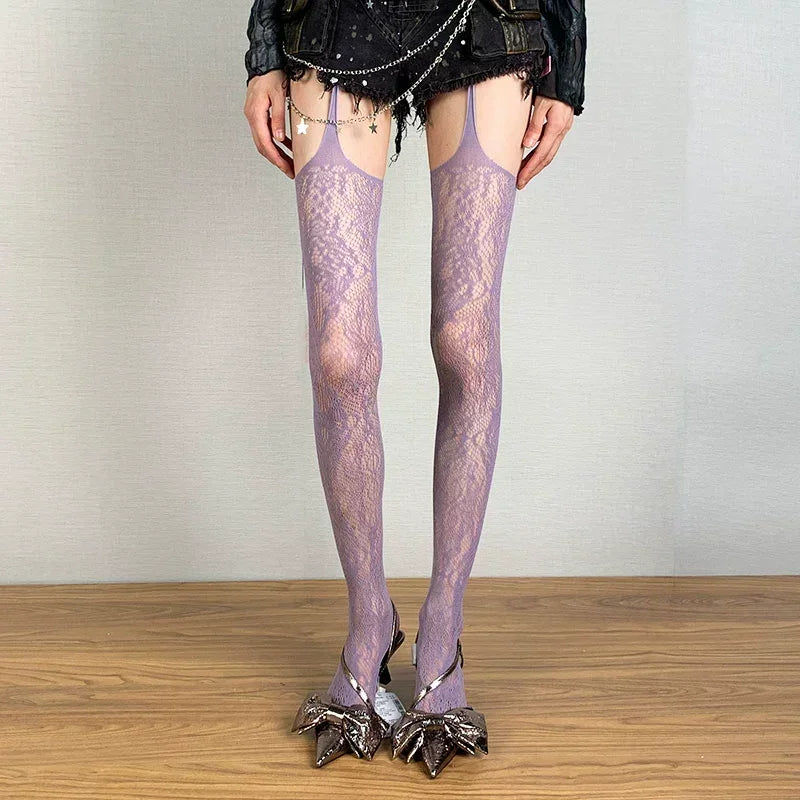 Lolita Girls Punk Style Floral Tights