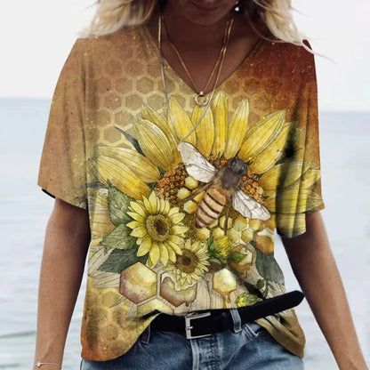 Women's T-Shirt Vintage Bee Print