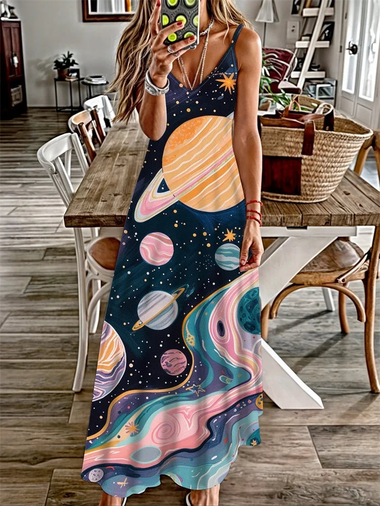 Bohemian-style Sexy Halter Ankle-length Dress