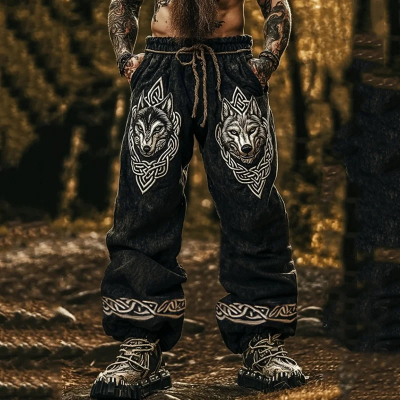 Men's Viking Retro Nordic Gods' Casual Straight Leg Pants
