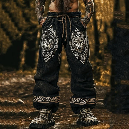 Men's Viking Retro Nordic Gods' Casual Straight Leg Pants