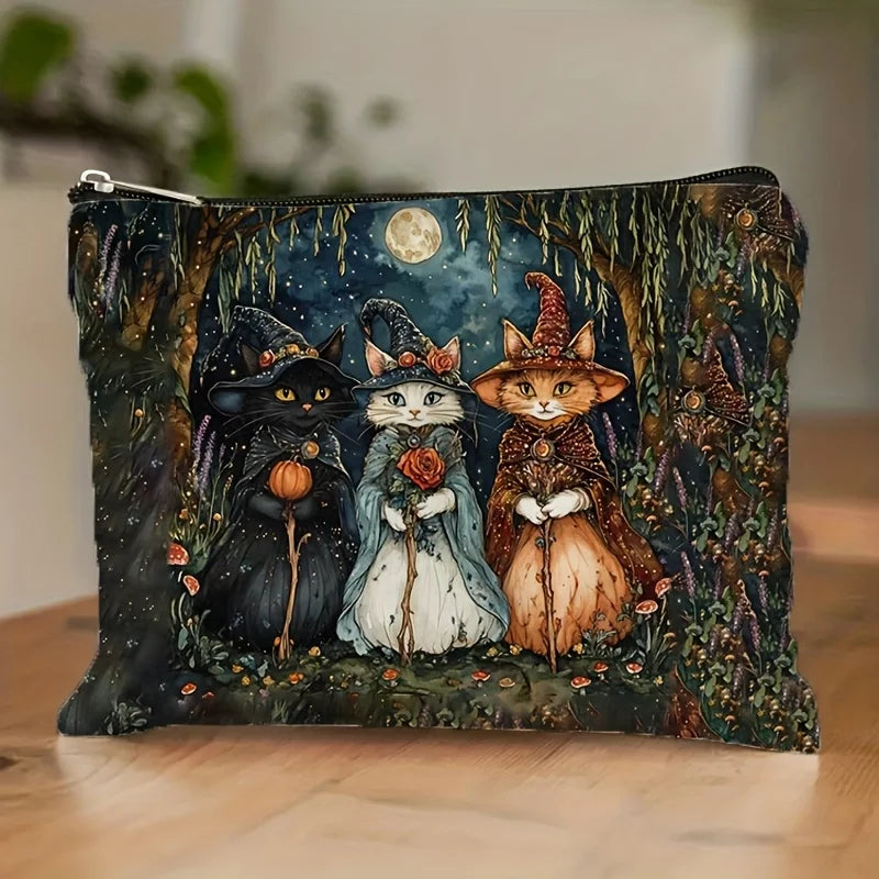 Night Cat Wizard Makeup Bag Double-Sided Printed