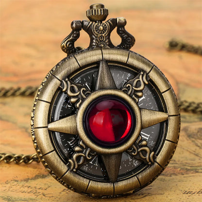 Hollow Sun Rhinestone Decorated Chic Bronze Quartz Pocket Watch Men Women Black Starry Roman Numerals Fob Chain Pendant Clock