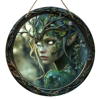 Tree Elf Circular Wooden Sign