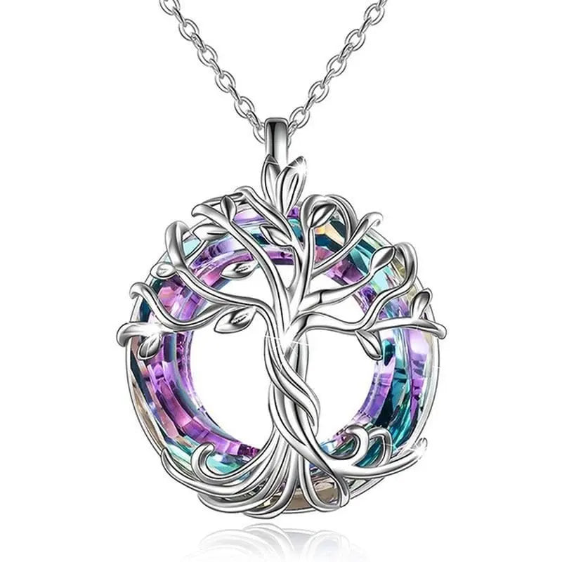 Exquisite Tree Of Life Necklaces Celtic Family Tree Necklace With Circle Crystal Jewelry Gifts For Women Girls Mom Birthday