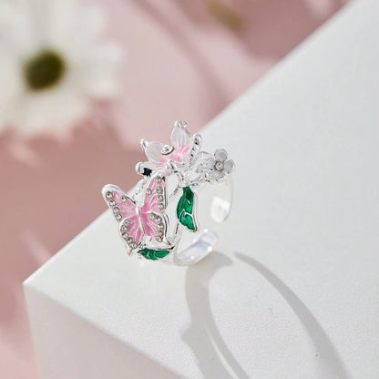 Aesthetic Flower Butterfly Rings