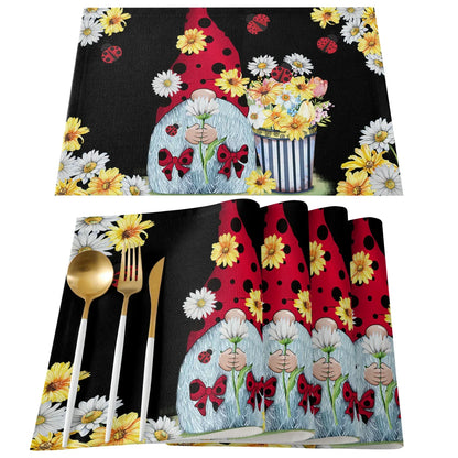 Spring Bee Daisy Gnome Table Mats Cotton