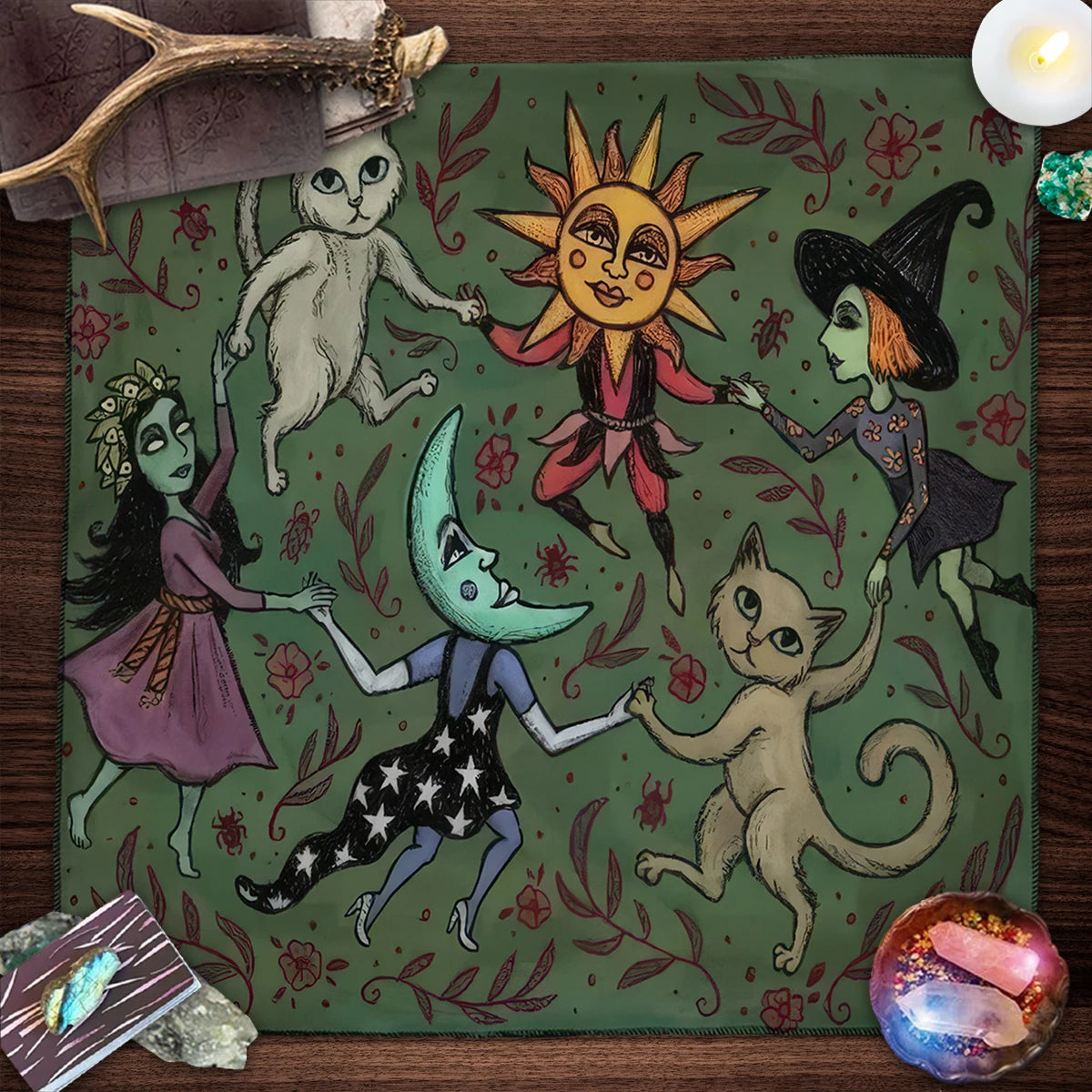 Esoteric Black Cat Tarot Tablecloth