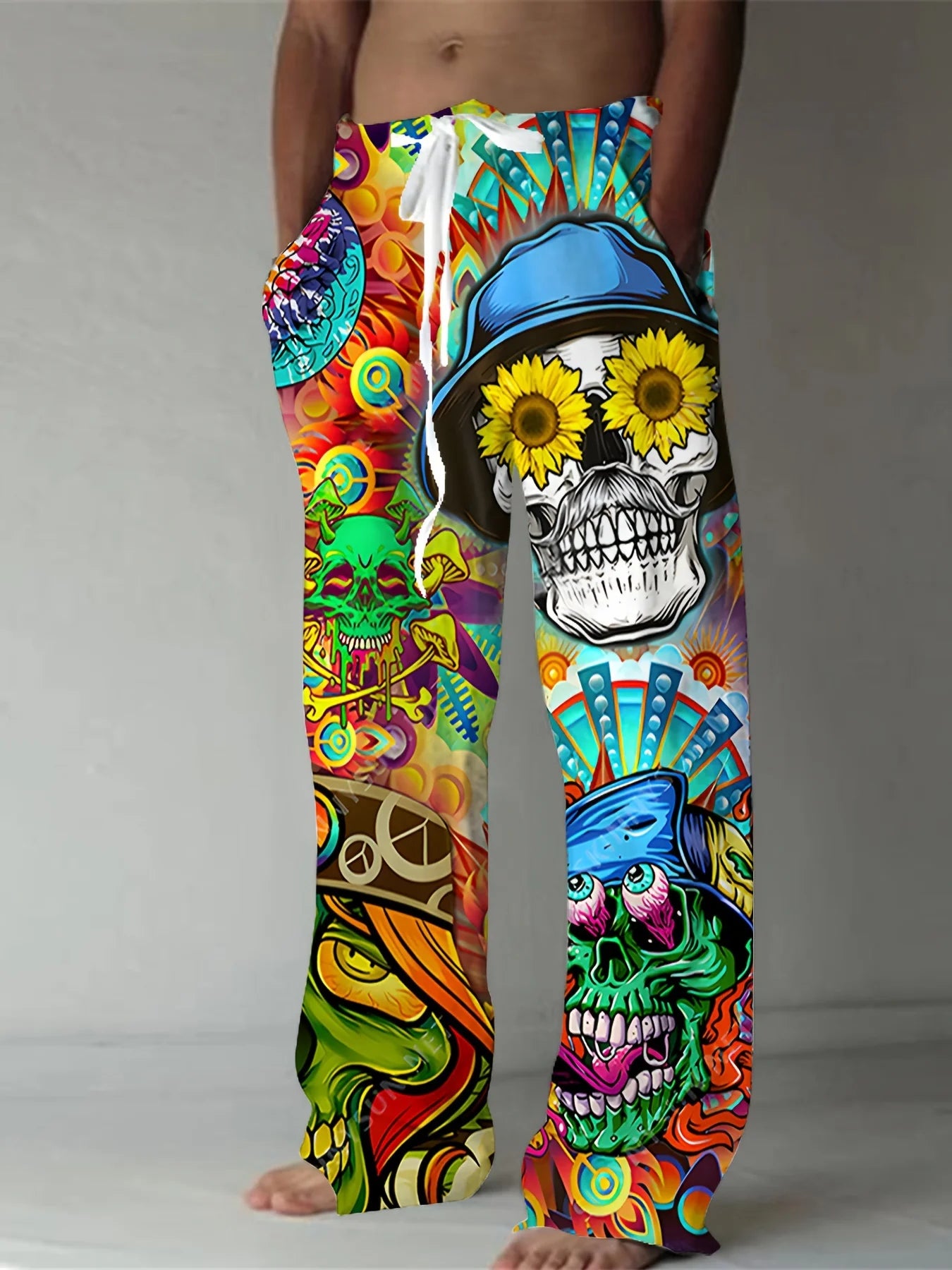 Men's Summer Fashion Casual Pants Skull Print