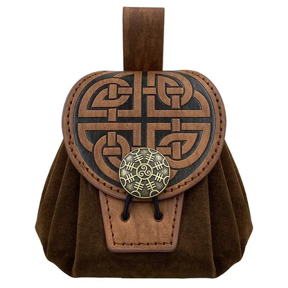 Steampunk Medieval Punk Style Fanny Packs for Men Pu Leather Coin Purse Hangable Belt Waist Bag Drawstring Hip Belt Bag Cosplay