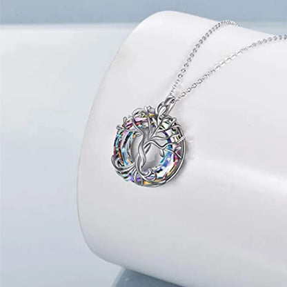 Exquisite Tree Of Life Necklaces Celtic Family Tree Necklace With Circle Crystal Jewelry Gifts For Women Girls Mom Birthday