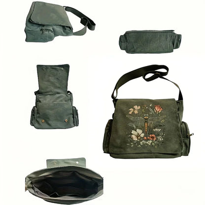 Stylish Dragonfly Print Women's Shoulder Bag Large Capacity