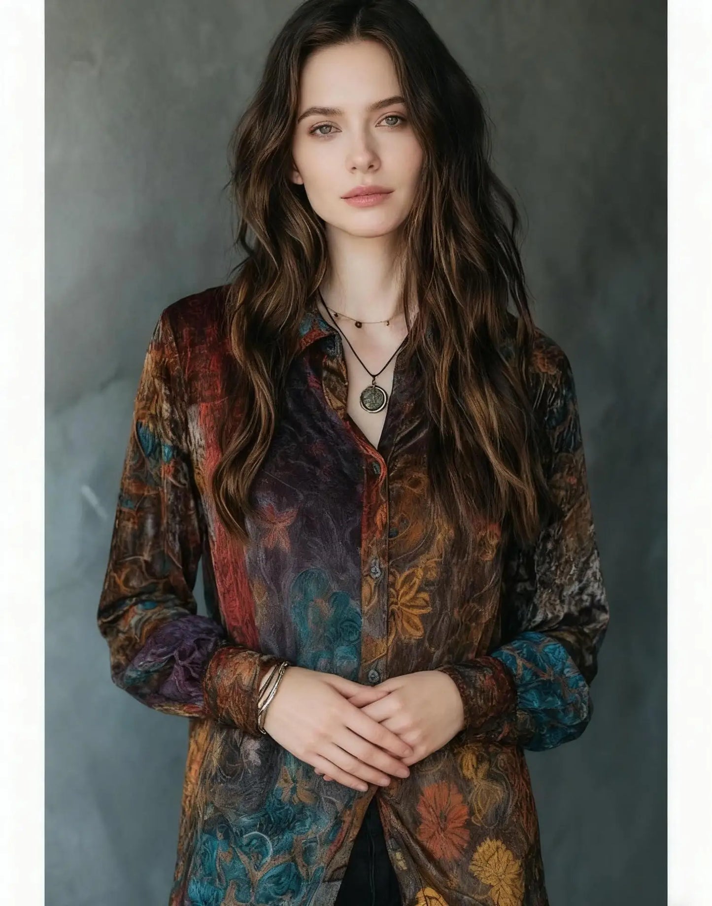 Casual Long Sleeve Button-Down Flower Print Shirt