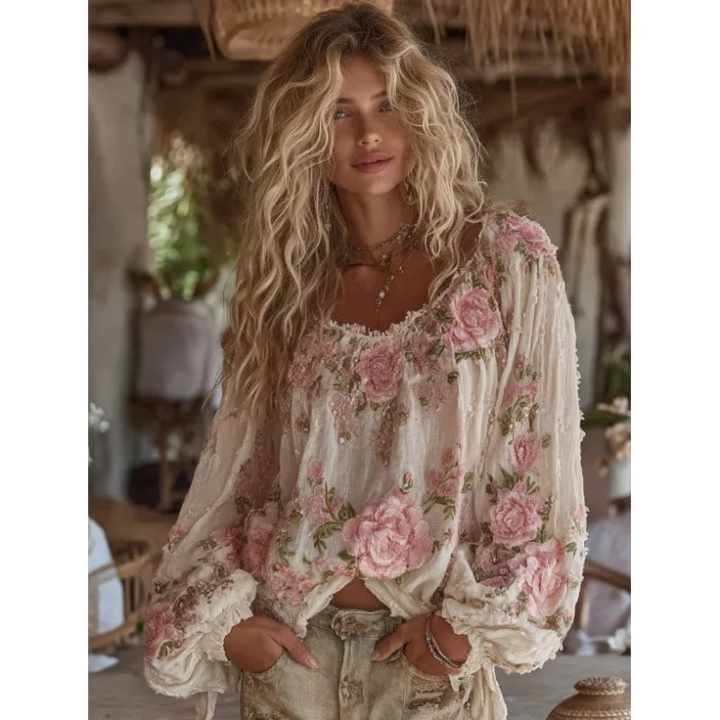 Bohemian round Neck Women's T-shirt