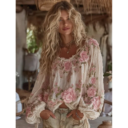 Bohemian round Neck Women's T-shirt