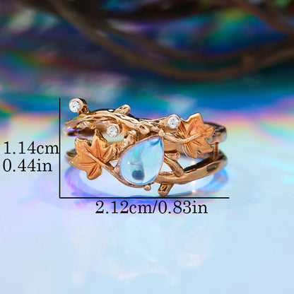 Creative Retro Niche Exquisite Branch Maple Leaf Ring Women's Fashion Creative Holiday Party Valentine's Day Jewelry Accessories