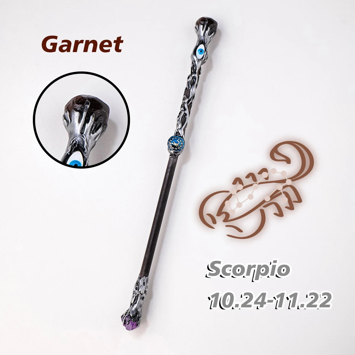 Natural Crystal 12 Constellations Devil's Eye Energy Wand