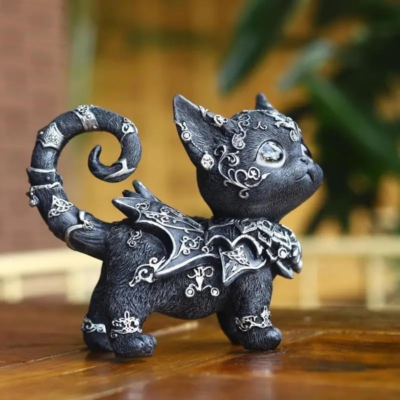 Mysterious Black Cat Statue