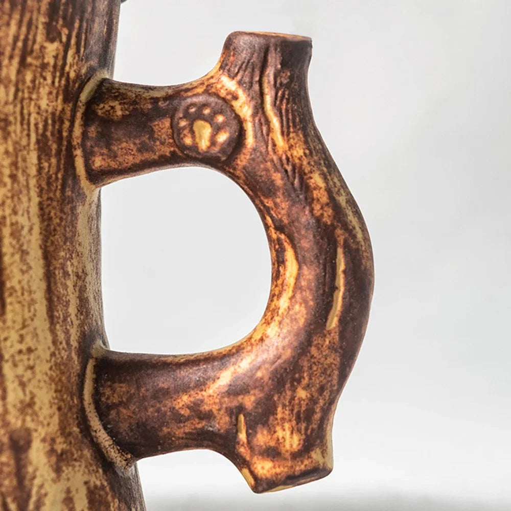 Original Wood Texture Ceramic Coffee Mug with Lid