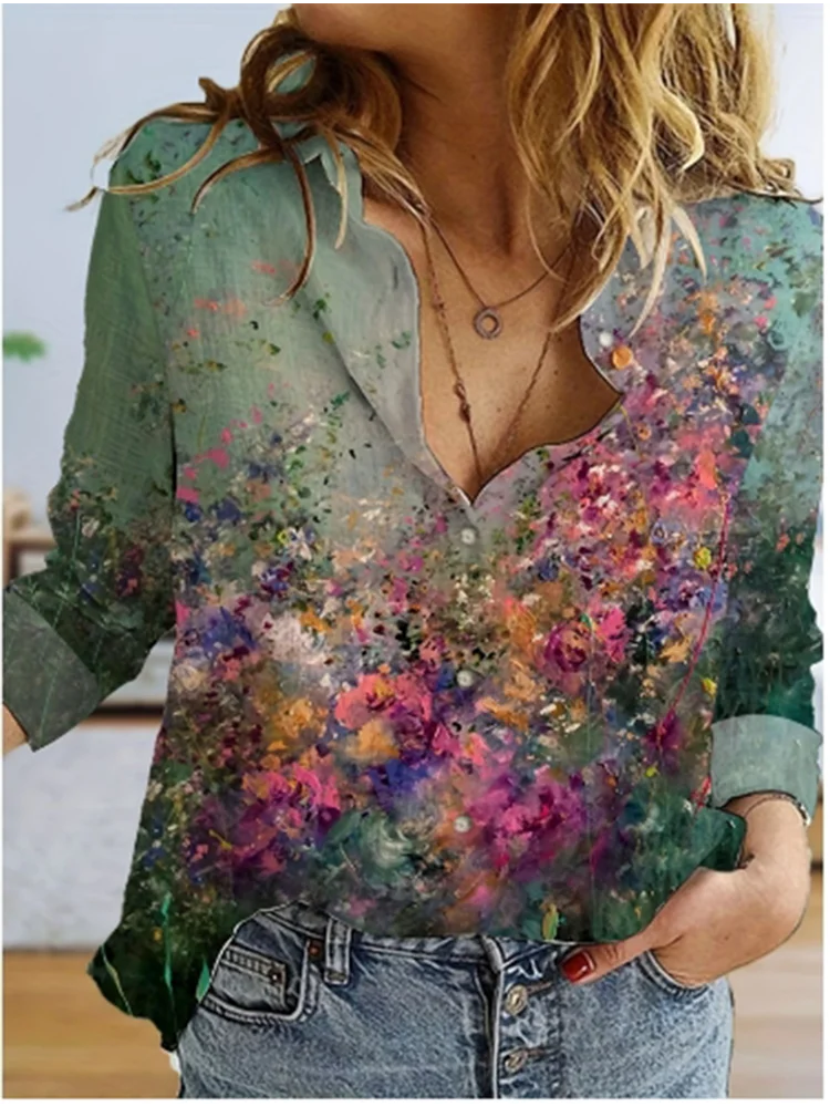 Floral Printed Long Sleeved Blouse