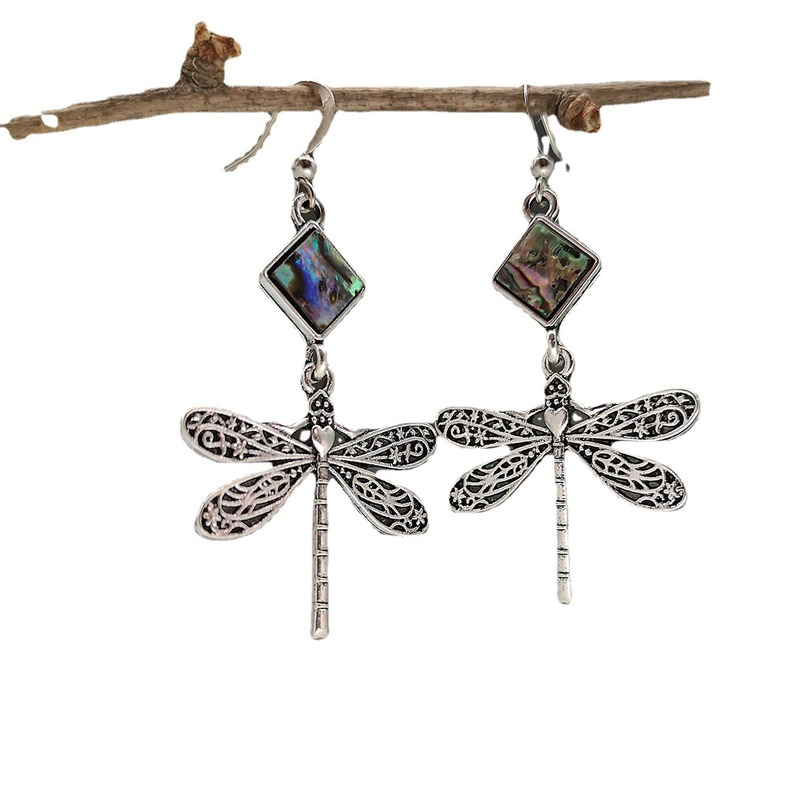 Abalone and Dragonfly Earrings