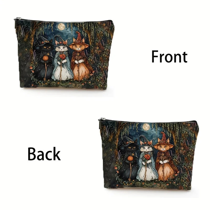 Night Cat Wizard Makeup Bag Double-Sided Printed
