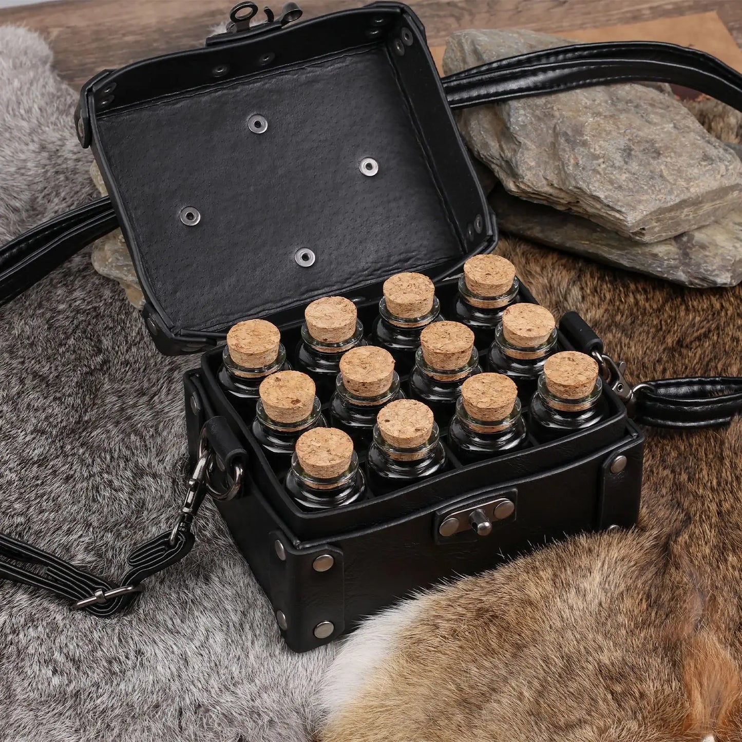 Medieval alchemy bottle box