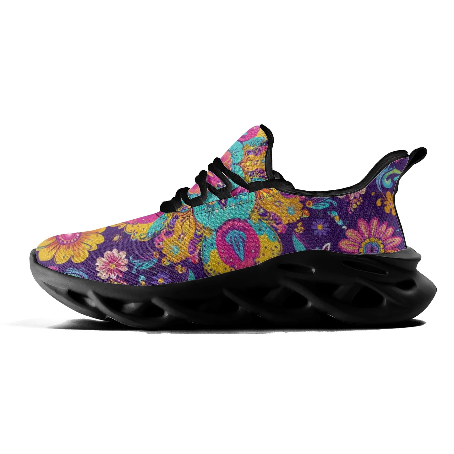 Bohemian Purple Gold Flower Men's and Women's Sneaker's