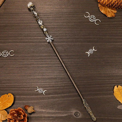 Natural Crystal Wiccan Wand Wood Handmade Unique