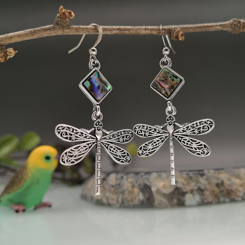 Abalone and Dragonfly Earrings