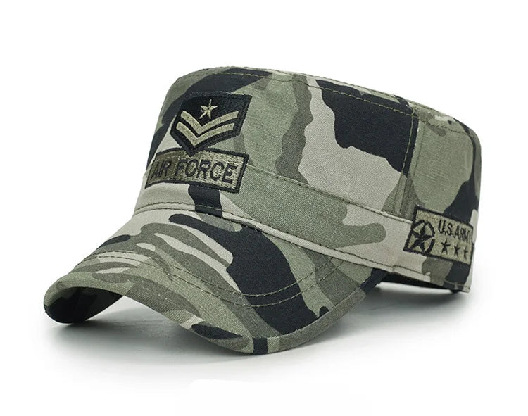 Four Seasons Hat Men's Korean Spring And Autumn Baseball Cap Cotton Outdoor Flat Military Cap Camouflage Embroidery Cap